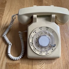 Vintage Beige Bell System Western Electric 500DM Rotary Desktop Telephone Tested