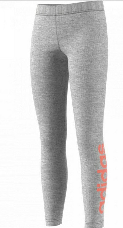 Adidas Junior Niñas Lineal Leggings Gris Todas las Tallas FM7023 Nuevo