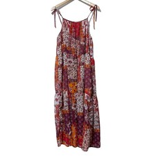 Neon Rose Womens Maxi Dress Size XS Patchwork Print Paisley Floral Boho Fall