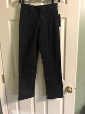 U.S POLO ASSN. School Uniform Flat Front Pants Boys 10 Blk ADJUSTABLE WAIST NWT