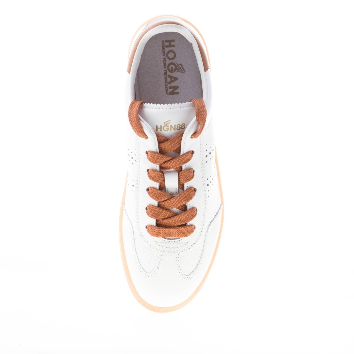 スニーカー HOGAN FW25 (HXW6470FB6T TQ70MB6) Hogan women shoes H647 white and brown leather Cool sneaker