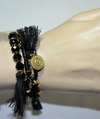 Bracelet Extensible En Perles De Verre Jaune - Sans Fermoir, Longueur Ajustable, Neuf Sans Emballage