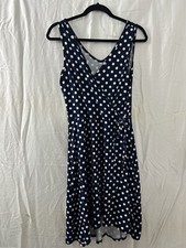 Caution To The Wind Wrap Dress Womens M Navy White Polka Dot Summer