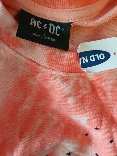 BNWT AC/DC 1978 Tour Sweatshirt Summer Peach Tie Dye Size 10/12 Old Navy Store - Picture 2 of 19