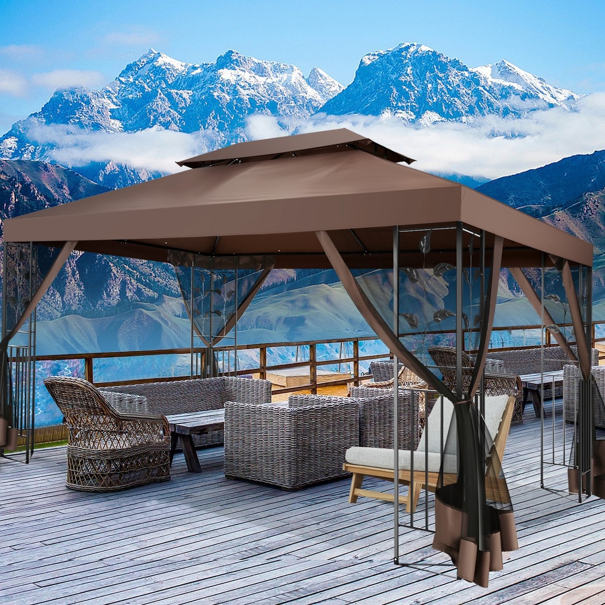 Pop-up Gazebo 10X13FT Outdoor Canopy Tent with Mosquito Netting