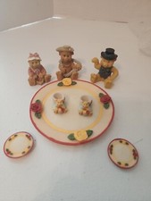 Miniature Tea Party Set. Vintage 1995 Resin Colorful Bears 10pc