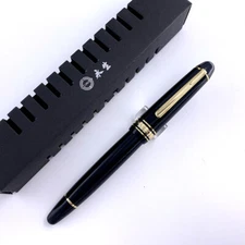 2021 Wing Sung 628 Torpedo Black Fountain Pen Golden Clip Fine Nib  