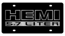 Hemi 5.7 Inlaid Design Matte Black License Plate Official Licensed