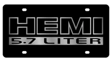 Hemi 5.7 Inlaid Design Matte Black License Plate Official Licensed