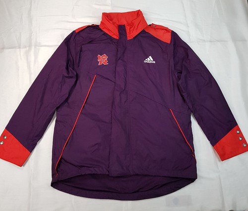 ADIDAS LONDON OLYMPIC GAMES SIZE L MENS PURPLE LIGHTWEIGHT PACKABLE JAKCKET HOOD