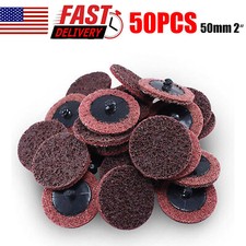 50Pc 2" Coarse/Medium/Fine Roloc Scotch Pads Roll Lock Surface Sanding Disc