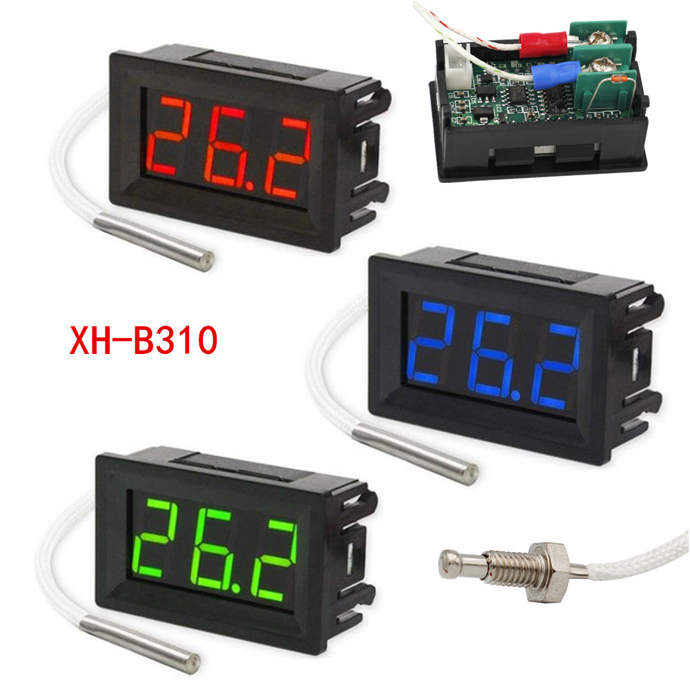 XH-B310 Digital Thermometer 12V Temperature Meter K-type M6 Thermocouple Tester