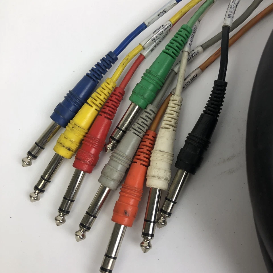 16' 8 x XLR 3 pin Male Jack to 8 x 1/4" 6.35mm Mono Male Plug Microphone Cable - Image 3 of 4