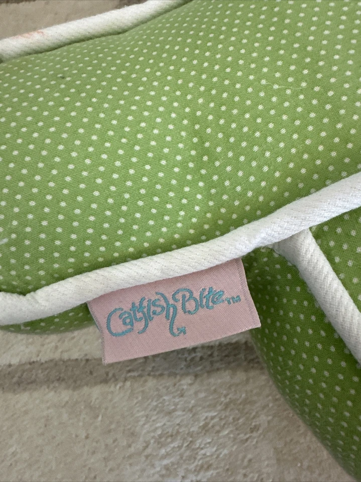 "Almohada decorativa vintage en forma de tulipán mordedura de bagre 20"" de largo guinga rosa verde" Foto 4 de 4