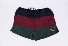 Vintage Champion Shorts Mens L Blue Red Green Mesh Lined 90s Swim Trunks 4"
