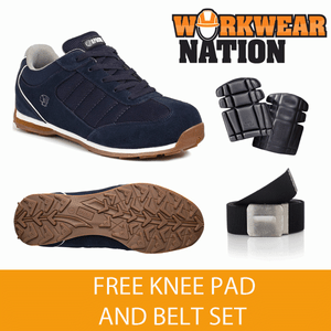 Inc Knee Belt Apache Strike Retro Suede Safety Work Trainer Shoe Steel Toe