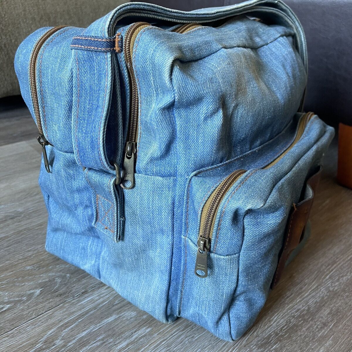 Vintage Orange Tab Levi's Denim Jeans Tote Backpack Shoulder Vintage Orange Tab Levi's Denim Jeans Tote Backpack Shoulder