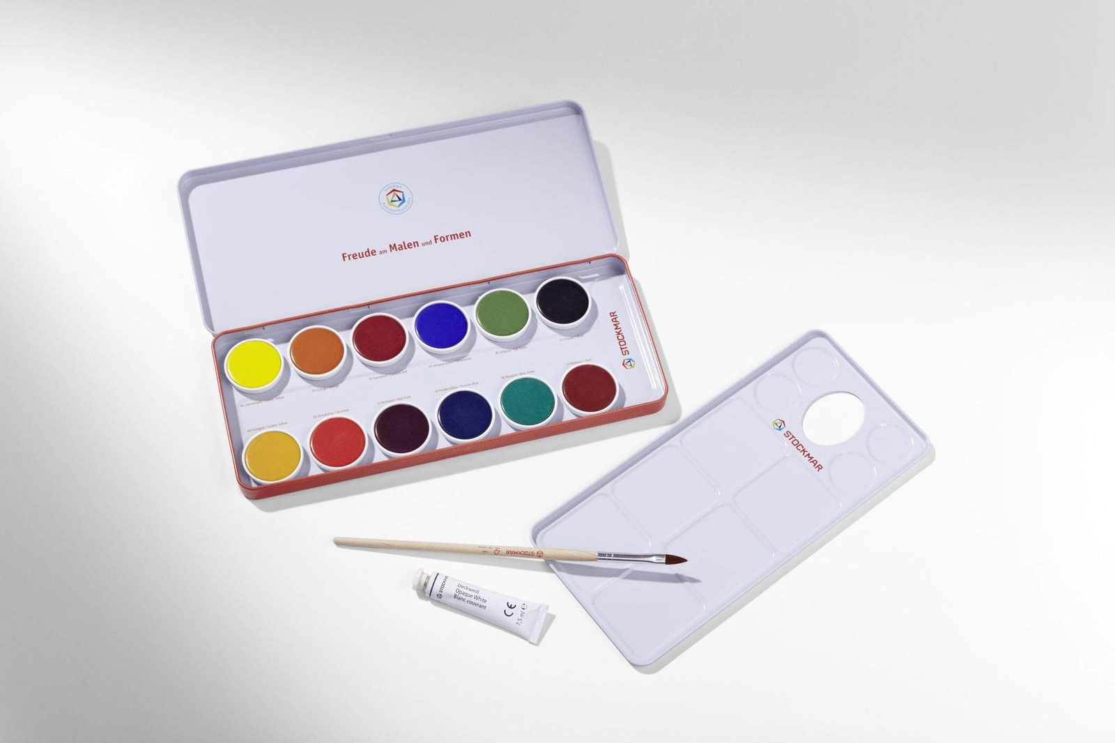 Opaque Paint 12 Colours + Opaque White + Brush + Mixing Palette