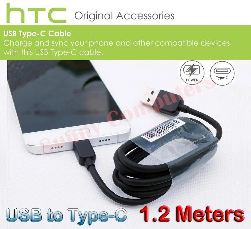Genuine USB-C USB Type-C Data Sync Power Charger Adapter Cable For HTC U11+ U12+ - Image 2 of 2