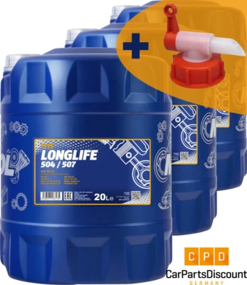 60 L (3x 20L) MANNOL 7715 Longlife  5W-30 Motoröl mit 3x Auslaufhahn VW, BMW, MB - Bild 1 von 3