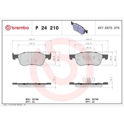 Bremsbelagsatz BREMBO P 24 210