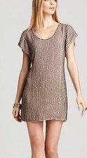 BNWT French Connection Samara Gold Sequin Evening Occasion Dress Size 12 NEW