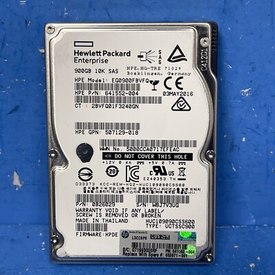 ''LOT OF 2'' HPE HUC109090CSS600 900GB 10K RPM SAS 6Gb/s 2.5'' HDD