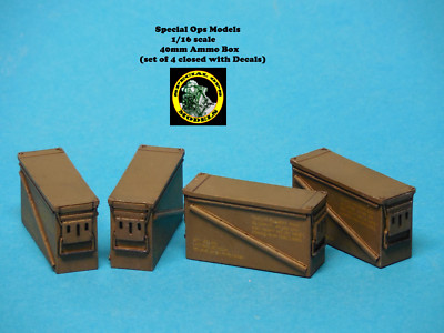 1/16 scale Modern 40mm Ammo box (set of 4) with Decals