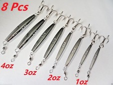 8 pcs diamond jigs chrome/silver fishing Lures 2 x (4oz,3oz,2oz &1oz)