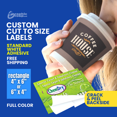 Full Color Custom Printed Labels I 4'' x 6'' I Cut-to-Size I Uncoated