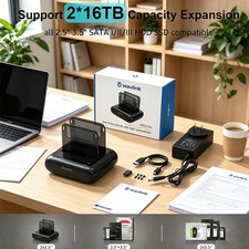 External Hard Drive Enclosure 3.5/2.5" SATA SSD HDD Docking Station 2x20TB SATA