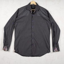 Bogosse Dress Shirt Button Up Size 4 Men's Gray Paisley Trim Large Bo osse