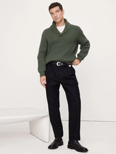 Men's Ribbed Shawl-Collar Sweater