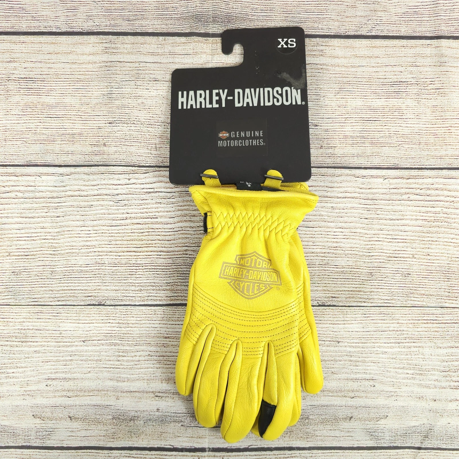 Harley Davidson Genuine Women’s Yellow Helm Leather Work Gloves Size X-Small