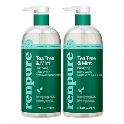 Body Wash Tea Tree Mint 24 Fl Oz Pack Green Renpure Cleanses Invigorates Skin