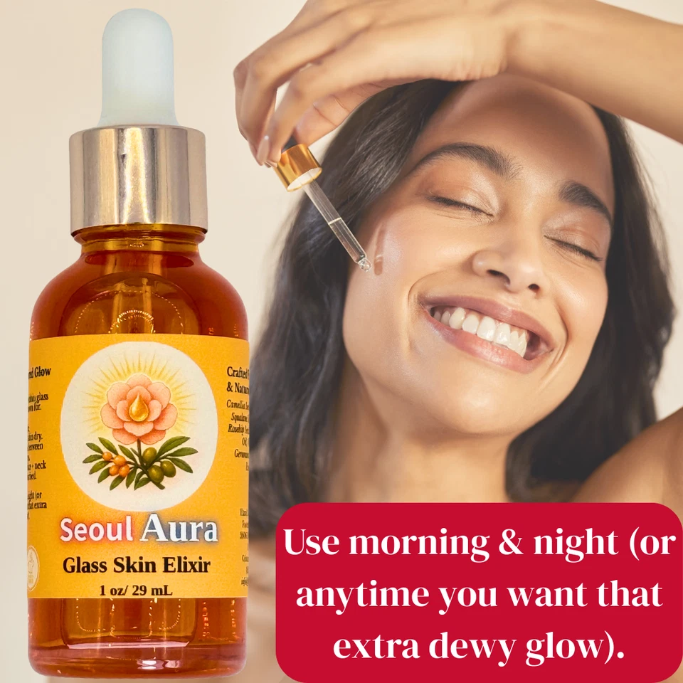 Korean Skincare Glass Skin Elixir | Seoul Aura 1oz K-Beauty Face Oil Serum - Image 3 of 4