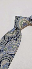 Chaps Ralph Lauren Mens 100% Silk Dress Tie Blue Paisley 58L x 3 1/2W