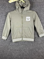 True Religion Boys Full Zip Fleece Hoodie Olive M 5/6 Long Sleeve