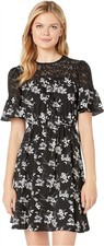 NWOTD Michael Kors 4 Bold Botanical Lace Yoke Dress Black 133981