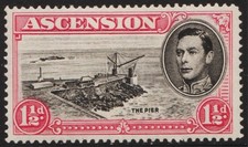 Ascension 1938 - SG 40d, 1½d, blk & rose-carmine,perf 14 - The Pier - KGVI - MLH