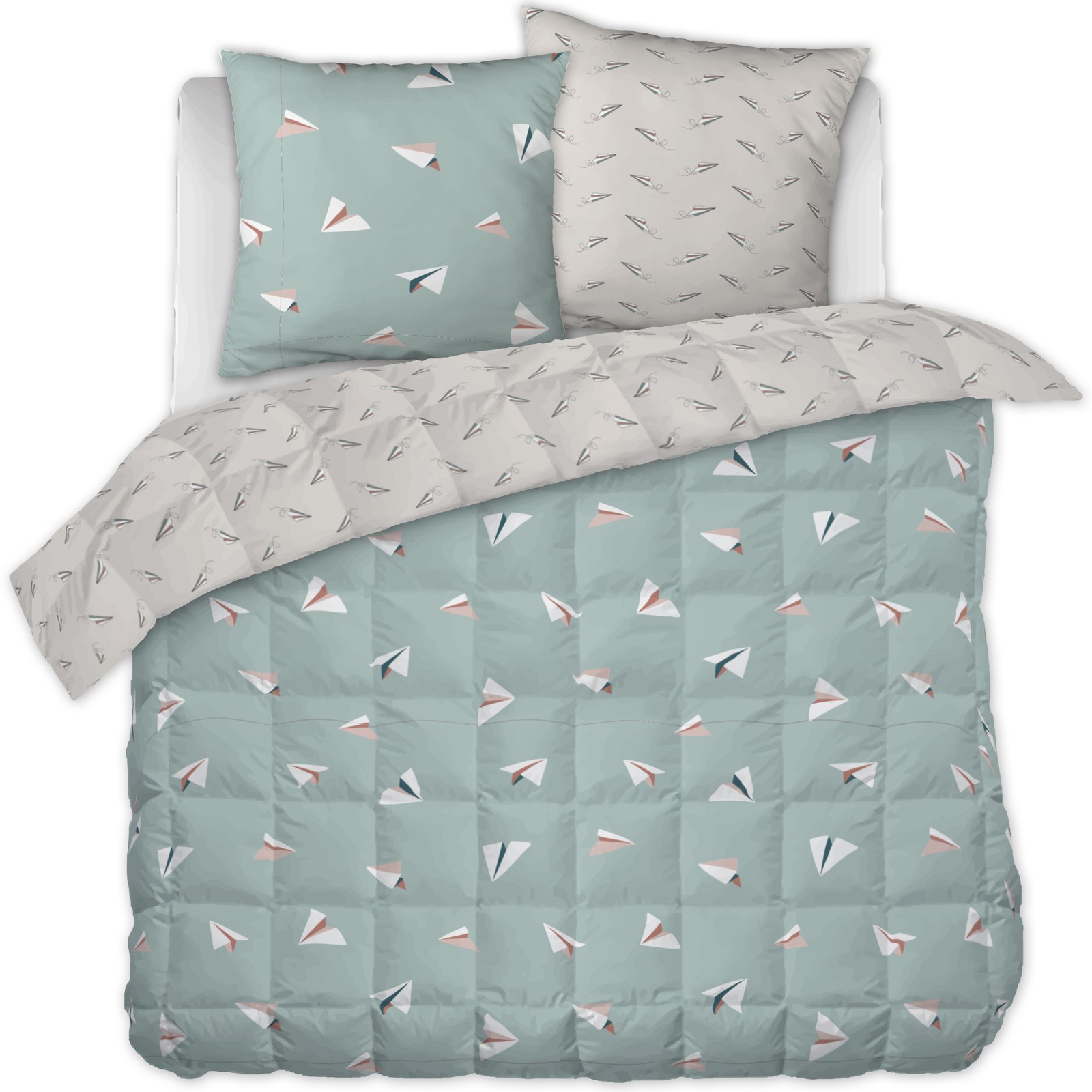 Couette imprimée 200x200 cm coton Petits Papiers pour lit double adulte