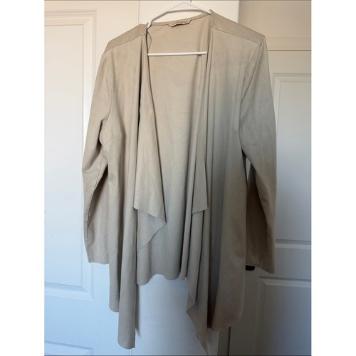 Soft Surroundings soft Beige Tan Faux Suede Open drape blazer Jacket XL neutral