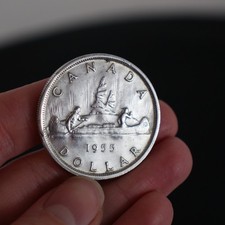 Canadian Dollar Coin 1955 .800 Silver Elizabeth II 23.28g VF - EHB