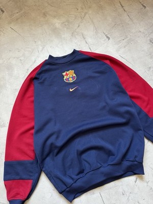 Nike FC Barcelona トレーナー ネイビー/レッド Nike Barcelona 1998/99 Vtg Sweatshirt Central Swoosh Size S | eBay