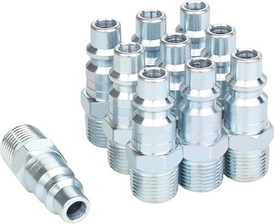 3/8 Air Compressor Accessories Fittings, Industrial MNPT PLUG, Silver 