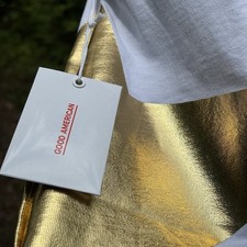 GOOD AMERICAN—Oversized T-Shirt—Women 2/3—Gold Stars, Both Sides—Made in USA—NWT