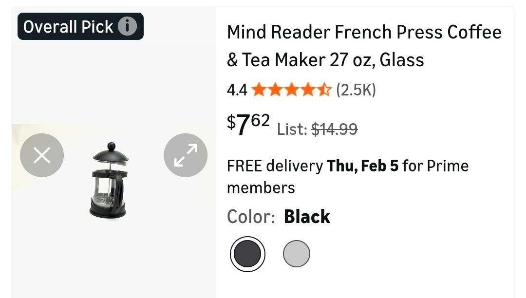 MindReader French press coffee maker