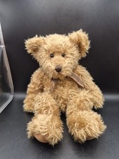 Vintage Russ Berrie 18" SPENCER 259 Plush Bear With Plaid Bow Scruffy Brown