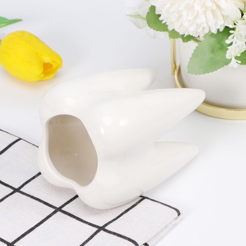 Maceta creativa con forma de diente pequeña maceta suculentas soporte de cerámica - Imagen 11 de 11