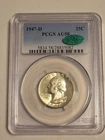 1947-D Washington Quarter 90% Silver PCGS & CAC Certified AU58, Denver Mint